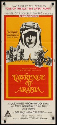 9p753 LAWRENCE OF ARABIA Aust daybill R70s David Lean classic starring Peter O'Toole!