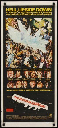 9p826 POSEIDON ADVENTURE Aust daybill '72 Gene Hackman & Stella Stevens escaping by Mort Kunstler!