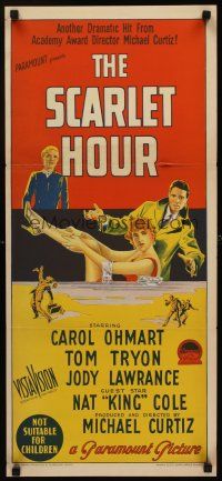 9p857 SCARLET HOUR Aust daybill '56 Michael Curtiz, Carol Ohmart, Richardson Studio art!