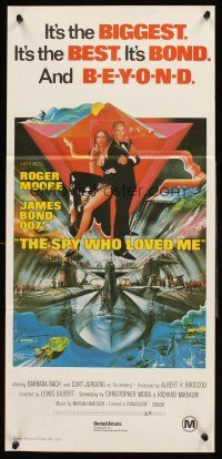 9p880 SPY WHO LOVED ME Aust daybill R80s Roger Moore as James Bond 007 by Bob Peak!