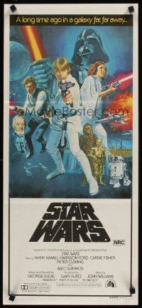 9p885 STAR WARS Aust daybill '77 George Lucas classic sci-fi epic, art by Tom William Chantrell!