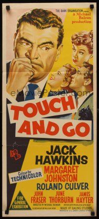 9p939 TOUCH & GO Aust daybill '55 different stone litho of Jack Hawkins & top cast!