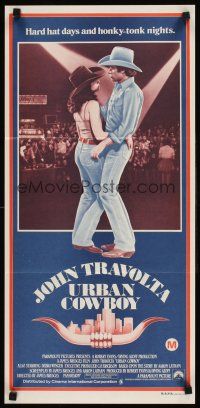 9p956 URBAN COWBOY Aust daybill '80 great image of John Travolta in cowboy hat, Debra Winger!