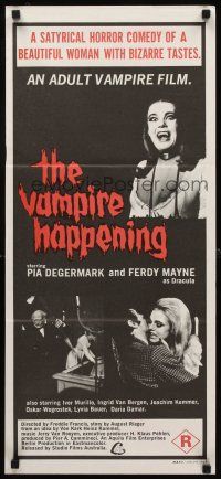 9p960 VAMPIRE HAPPENING Aust daybill '71 beautiful woman with bizarre taste, adult vampire film!