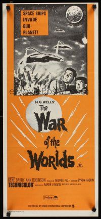 9p969 WAR OF THE WORLDS Aust daybill R70s H.G. Wells classic produced by George Pal!