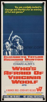 9p977 WHO'S AFRAID OF VIRGINIA WOOLF Aust daybill '66 Elizabeth Taylor, Richard Burton, Mike Nichols