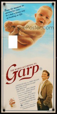 9p988 WORLD ACCORDING TO GARP Aust daybill '82 Robin Williams has a funny way of looking at life!
