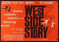 9p241 WEST SIDE STORY German 33x47 '62 Academy Award winning classic musical, art!