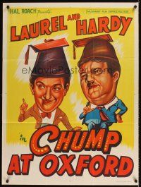 9p024 CHUMP AT OXFORD Indian R60s great artwork of Stan Laurel & Oliver Hardy in cap and gown!
