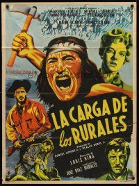 9p046 MASSACRE Mexican poster '56 Dane Clark, Native Americans, completely different art!
