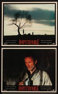 9p208 UNFORGIVEN 6 French LCs '92 great images of gunslinger Clint Eastwood, Gene Hackman!