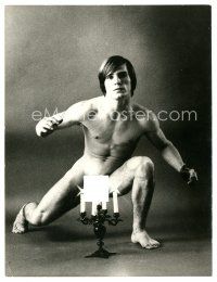 9r052 ANDY WARHOL'S FLESH German 7.25x9.5 still '70 naked Joe Dallesandro posing by candelabra!