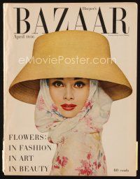 9s082 HARPER'S BAZAAR magazine April 1956 wild portrait of Audrey Hepburn by Richard Avedon!