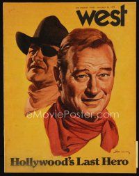 9s114 JOHN WAYNE magazine January 25, 1970 cool art of John Wayne by Haddon Sundblom, West!