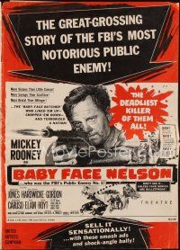 9s313 BABY FACE NELSON pressbook '57 great art of Public Enemy No. 1 Mickey Rooney with tommy gun!