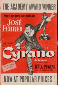 9s324 CYRANO DE BERGERAC pressbook '51 Jose Ferrer & William Prince compete for Mala Powers' love!