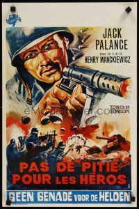 9t619 BULLET FOR ROMMEL Belgian '69 cool close up art of Jack Palance with machine gun!