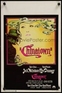 9t624 CHINATOWN Belgian '74 Polanski, art of Jack Nicholson & Faye Dunaway by Pearsall!