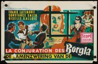 9t626 CONSPIRACY OF THE BORGIAS Belgian '59 art of Frank Latimore & Constance Smith!