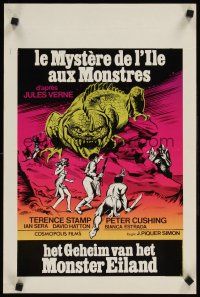 9t728 MYSTERY ON MONSTER ISLAND Belgian '81 Terence Stamp, Peter Cushing, cool fantasy art!