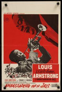 9t769 SATCHMO THE GREAT Belgian '57 image of Louis Armstrong playing his trumpet & singing!