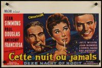9t784 THIS COULD BE THE NIGHT Belgian '57 Jean Simmons between Paul Douglas & Anthony Franciosa!