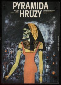 9t239 YOUNG SHERLOCK HOLMES Czech 11x16 '85 Spielberg, Tomanek art of skull-headed Egyptian woman!