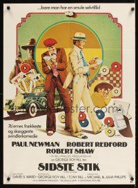 9t459 STING Danish '74 different artwork of con men Paul Newman & Robert Redford by Moll!