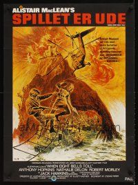 9t477 WHEN EIGHT BELLS TOLL Danish '71 from Alistair MacLean's novel, cool fiery action art!