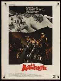 9t580 GIRL ON A MOTORCYCLE French 23x32 '68 sexy Marianne Faithfull on motorcycle & w/Alain Delon!