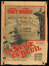 9t588 MOUNTAIN kraftbacked French 23x32 '56 climber Spencer Tracy, Robert Wagner, Claire Trevor!
