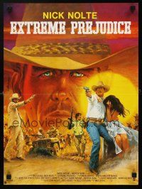 9t514 EXTREME PREJUDICE French 15x21 '86 Mascii art of cowboy Nick Nolte, Walter Hill directed!