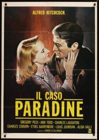 9t291 PARADINE CASE Italian 1sh R70s Alfred Hitchcock, romantic art of Gregory Peck & Ann Todd!