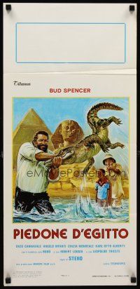 9t328 FLATFOOT IN EGYPT Italian locandina '79 wacky Averardo Ciriello art of Bud Spencer & gator!