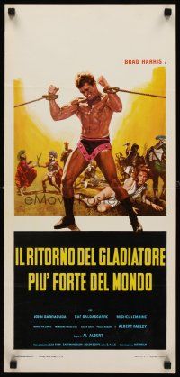 9t335 IL RITORNO DEL GLADIATORE PIU FORTE DEL MONDO Italian locandina '71 artwork of Brad Harris!