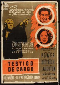 9t252 WITNESS FOR THE PROSECUTION Spanish '58 Wilder, Tyrone Power, Marlene Dietrich, Laughton!