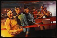 9w146 STAR TREK CREW 27x40 commercial poster 1991 art of classic sci-fi cast on bridge!r Trek's main cast!