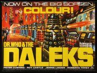 9w655 DR. WHO & THE DALEKS REPRODUCTION English 27x36 '80s Peter Cushing as Dr. Who, sci-fi!