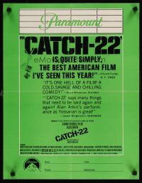 9w385 CATCH 22 college poster '70 directed by Mike Nichols, based on the novel by Joseph Heller!