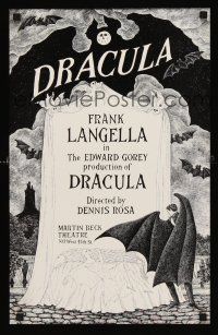 9w396 DRACULA stage play special 14x22 '77 cool vampire horror art by producer Edward Gorey!