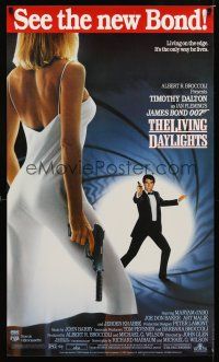 9w338 LIVING DAYLIGHTS video poster 23x38 '87 Timothy Dalton as Bond & sexy Maryam d'Abo!