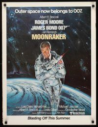 9w442 MOONRAKER advance special 21x27 '79 Gouzee art of Roger Moore as James Bond!