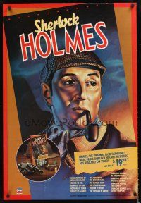 9w204 SHERLOCK HOLMES video special 26x38 '88 great art of Basil Rathbone as most famous sleuth!