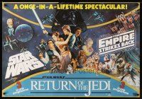 9w675 STAR WARS TRILOGY 28x40 British quad '80s Empire Strikes Back, Return of the Jedi!