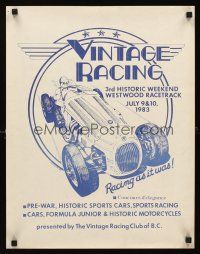 9w242 VINTAGE RACING special 17x22 '83 art of old race car, racing as it was!