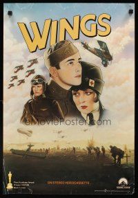9w482 WINGS video special 17x25 R84 William Wellman directed, artwork of Clara Bow & Buddy Rogers!