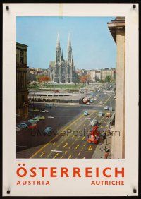 9w543 AUSTRIA Austrian travel poster '60s cool Herndl photo of street & Votivkirche