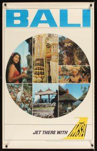 9w614 BALI JET THERE WITH MSA Singapore travel poster '70s cool images from Indonesia!