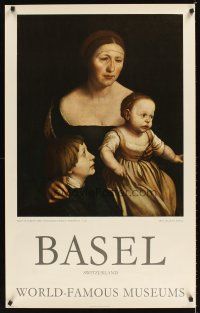 9w618 BASEL SWITZERLAND WORLD-FAMOUS MUSEUMS Swiss travel poster '60s Hans Holbein The Younger art!