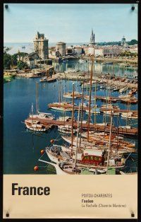 9w570 FRANCE French travel poster '60s great image of harbor & ocean, Poitou-Charentes!